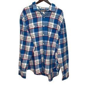 Old Navy Blue Plaid Button Down Shirt 100% Cotton Size XXL​